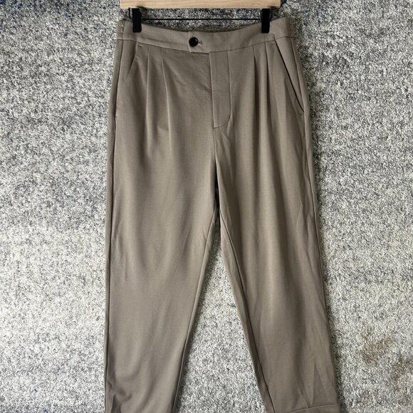 AllSaints‎ Pants Mens 32 Taupe Helm Trousers Tapered Cropped Fit Pleated Cuffed